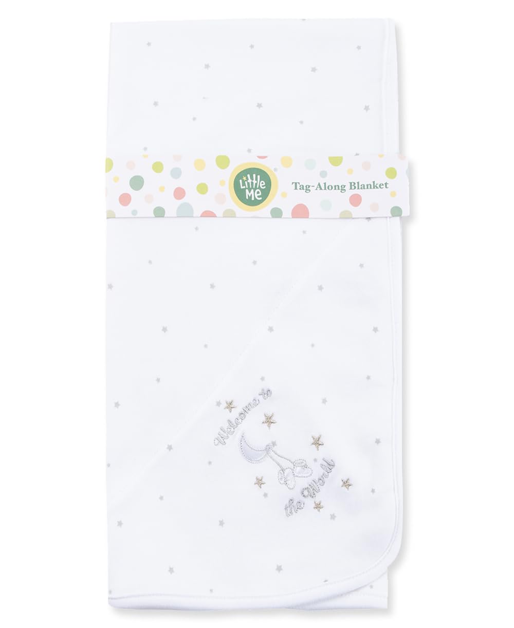 Little Me unisex baby nursery swaddling blankets, White, One Size US