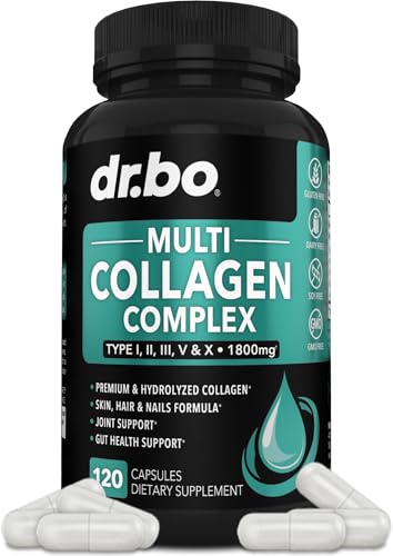 Multi Collagen Peptides for Women & Men - Type I, II, III, V, & X Multi Collagen for Women & Men Complex Capsules, Hydrolyzed Peptides Pills Supplements for Skin, Hair & Nails - 120 Protein Capsules