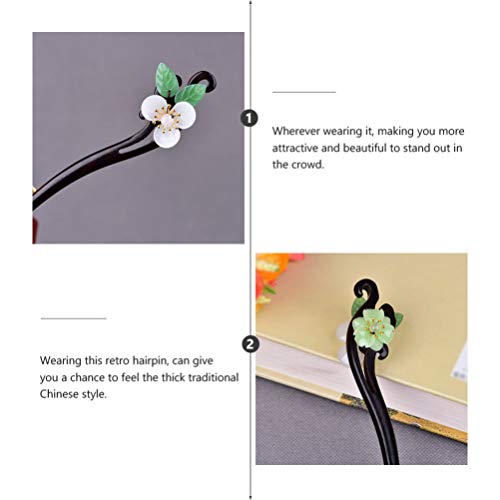 Lurrose Chinese Hair Stick Vintage Flower Hair Stick Japanese Wood Chopsticks for Women Girls Hair Styling
