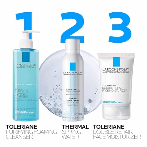 La Roche-Posay Toleriane Purifying Foaming Facial Cleanser, Niacinamide + Ceramides + Prebiotic Thermal Water, Oil Free Face Wash For Oily Skin, Pore Cleanser Safe For Sensitive Skin, Soap Free