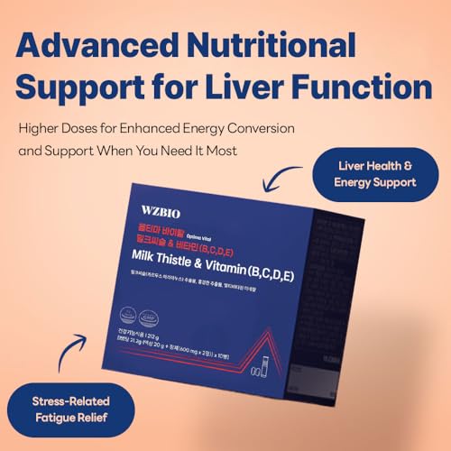 WZBIO Optima Vital - Milk Thistle (Silymarin 130mg) for Liver Health, Liver Supplement, Stress Relief & Immune Support, with Vitamins B, C, D, E & Rhodiola, 10-Day Supply