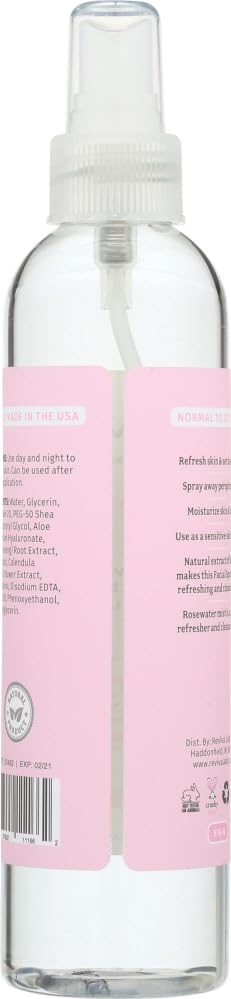 Reviva Labs Facial Spray, Rosewater, For Normal to Dry Skin, 8-Ounces (Pack of 3)