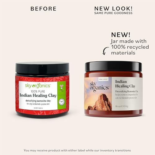Sky Organics - Indian Healing Clay, 16 oz - Detoxifying Bentonite Clay Powder - Exfoliating Face Mask - Pore Cleaner - Combination & Oily Skin - Natural, Vegan & Cruelty Free - Skin Care w ebook