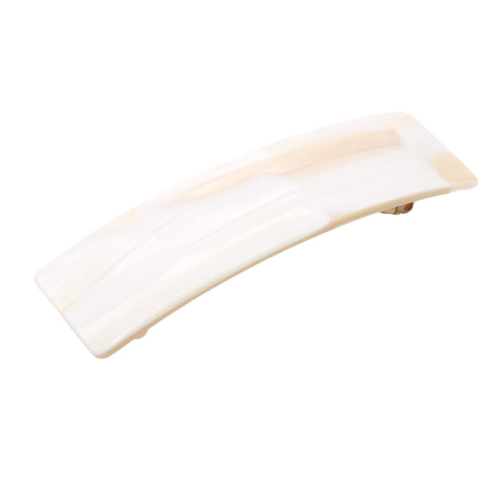 French Amie Fine Wide Rectangular Celluloid Handmade Pearl Ivory White Automatic Hair Clip Barrette - Made to Last (Ivory)