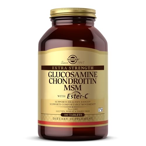 Solgar Extra Strength Glucosamine Chondroitin MSM w/ Ester-C, 180 Tablets - Promotes Healthy Joints, Supports Comfortable Movement & Collagen Formation - Non-GMO, Gluten Free, Dairy Free - 60 Servings