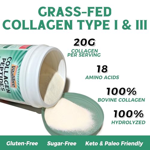 Bovine Collagen Peptides Powder for Women and Men, Grass-Fed Hydrolyzed Collagen Protein Type I & III, Skin, Hair, Nails, Bones, Joints & Digestion, Unflavored, Non-GMO, Keto & GF, 11 Servings, 8oz