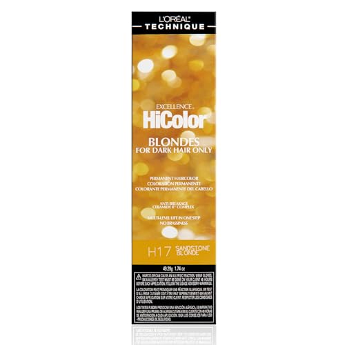 L'Oréal Technique HiColor Browns & Blondes Permanent Hair Color | Lifts Dark Hair in One Step | No Brassiness | Rich, Smooth Creme Formula | Intense, Long-Lasting Color | Sandstone Blonde