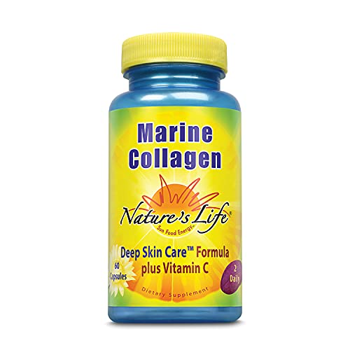 Natures Life Marine Collagen Deep Skin Care Formula Plus Vitamin C | from Deep Cold-Water Fish | 30 Servings, 60 Caps