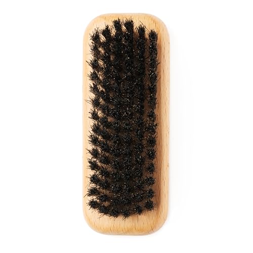 GranNaturals Palm Size Wide Boar Bristle Teasing Brush & Smoothing Brush for Slick Back Hair, Edge Control, Backcombing to Create Sleek Hairstyle - Wooden Wide Portable Handle