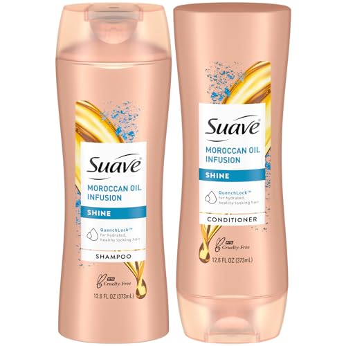 Suave Moroccan Oil Infusion Shampoo & Conditioner Set - Argan Oil for Damaged, Dry Hair, Shine & Healthy Locks, 12.6 Oz (2 Pieces)