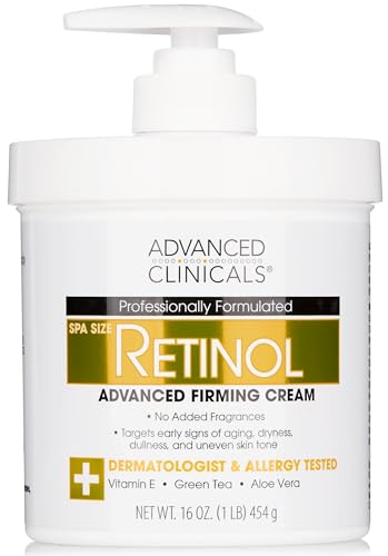 Advanced Clinicals Retinol Body Lotion Moisturizer Face Lotion & Body Cream | Crepey Skin Care Treatment Targets Look Of Crepe Skin, Wrinkles, Sagging Skin, & Sun Damaged Skin, 16 Oz