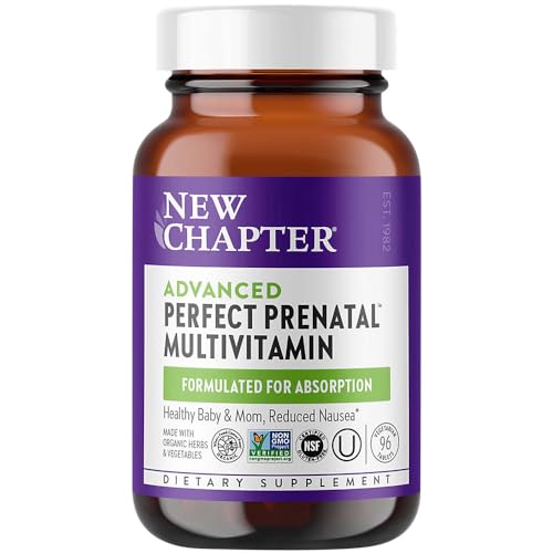 New Chapter Advanced Perfect Prenatal Vitamins - 96ct, Organic, Non-GMO Ingredients for Healthy Baby & Mom - Folate (Methylfolate), Iron, Vitamin D3, Fermented with Whole Foods and Probiotics