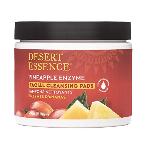 Desert Essence, Pineapple Enzyme Cleansing Pads, 50 Pads - Vegan, Gluten Free - Facial Cleansing, Exfoliating Enzymes for Radiant Clear Complexion
