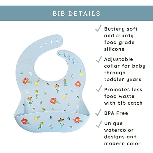 Austin Baby Co Mess Proof Silicone Bibs for Babies – Perfect Travel Toddler Bibs for Baby Boy or Baby Girl – Waterproof with Adjustable Collar, Soft Food Grade Silicone, BPA Free