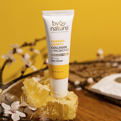 By Nature Eye Cream - Manuka Honey, Collagen, and Probiotics - Hydrating Under Eye Cream for Dark Circles - Skincare from New Zealand - .5oz