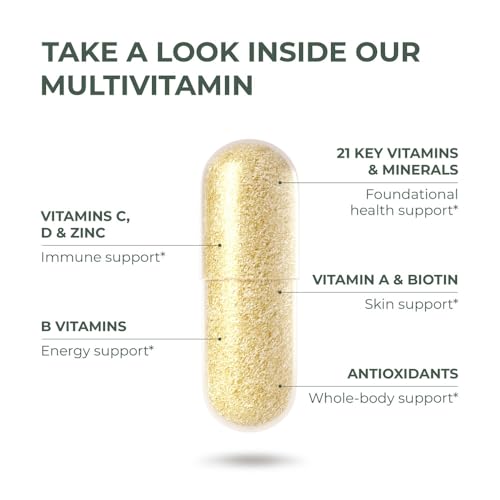 Primal Harvest Primal Multivitamin - Daily Multi-Vitamin Supplement with 21 Essential Vitamins & Minerals for Women & Men - Vitamin A, C, D, E, B12, B6, Biotin, Folic Acid, Zinc, Copper & Selenium