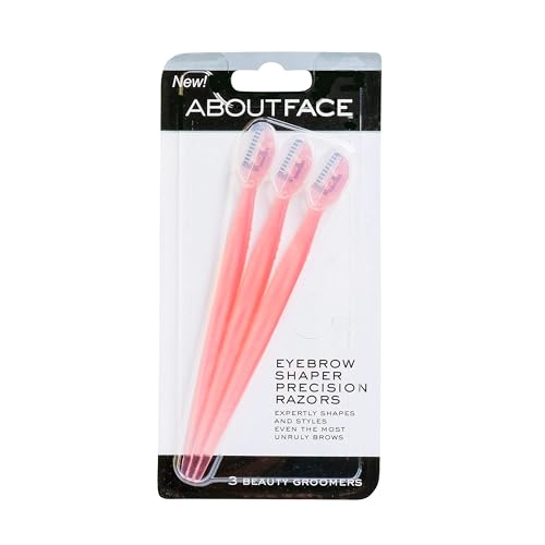 About Face Facial Razor & Eyebrow Shaper (3 Ct) - Removes Peach Fuzz on Cheeks, Chin, or Forehead & Delicately Shapes Eyebrows