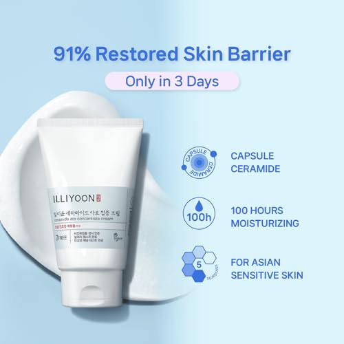 Illiyoon Ceramide Ato Concentrate Cream | Moisturizer for Dry & Sensitive Skin, 100hr Lasting Hydration, For Face & Body, Gentle for Infants, Moisture Barrier Repair, Vegan Certified, 2.45 fl.oz.
