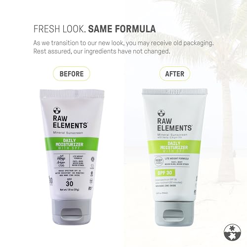 Raw Elements Daily Lifestyle Moisturizer Bio-Resin Tube - SPF 30, UVA-UVB Protection, Non-Nano Zinc, Reef-Safe, Water Resistant, 1.8 oz