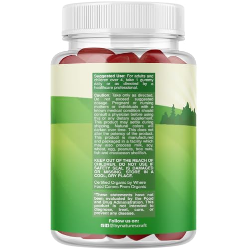 Natures Craft USDA Organic Probiotic Gummies for Kids - Vegan Non-GMO Kids Probiotic Gummy Vitamin for Immunity and Digestive Health - Gentle 2.5B CFU Organic Probiotics Strawberry Flavor (4 Month)