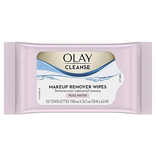 OLAY Cleanse Makeup Remover Wipes, Rose Water 25 ea (Pack of 6)