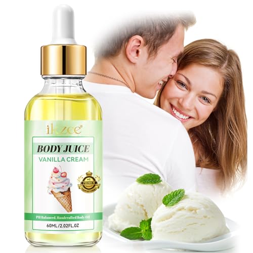 Body Juice Vanilla Cream Oil, 60ml, Peach Perfect, Eliminates Odor, Ph Balanced, Hand Crafted for Women, 100% Pure Feminine Essential Intimate Oil (Vanilla)