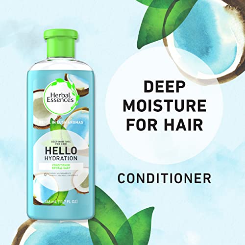 Herbal Essences Hello Hydration Conditioner, Deep Moisture for Hair, 11.7 Fluid Ounces, Coconut Scent, Paraben Free, Dermatologist Tested, Cruelty Free