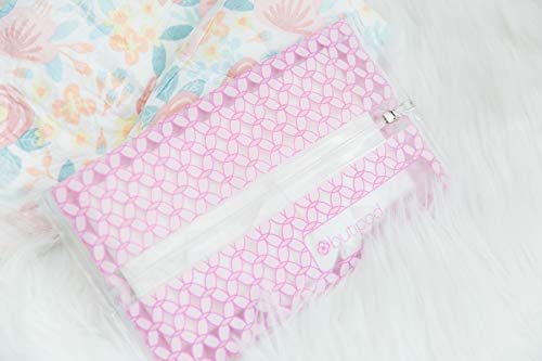 Butipods Reusable Stay Moist Wet Wipe Pouch | Slim Case Travel Holder | Great for Hand and Face Wipes | Set of 2 (Blush Pink Tiles)