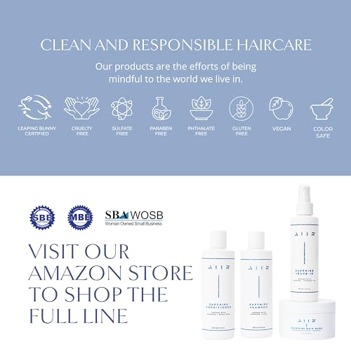 AIIR Sapphire Leave In Conditioner - Lightweight Moisturizing Detangler, Hydrate Dry Damaged Hair, Tame Frizz & Flyaways, Heat Protectant Spray for Blowouts and Thermal Styling, 6 oz