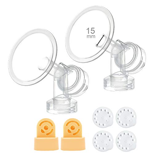 Maymom Brand 15 mm 2xOne-Piece Extra Small Breastshield w/Valve and Membrane Compatible with Medela Breast Pumps;