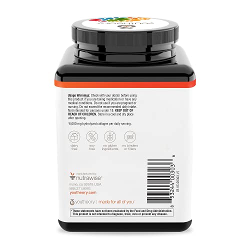 Youtheory Advanced Collagen - 6,000 mg Collagen - with Vitamin C - for Hair, Skin & Nails* - Collagen Supplements for Women and Men - 290 Tablets