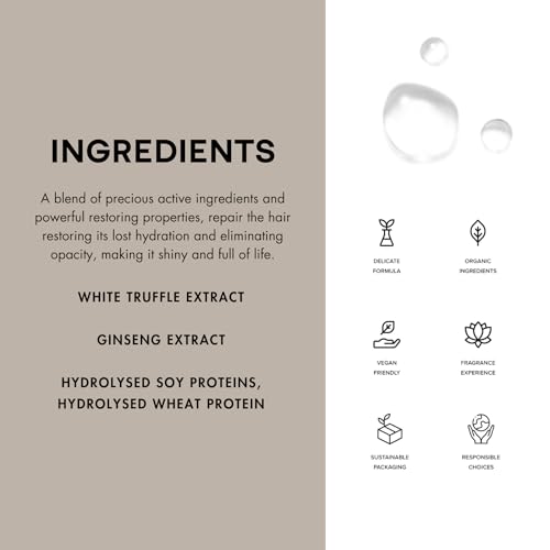 PREVIA Hydrating Leave-in Conditioner Spray with White Truffle Extract - Reconstructive Biphasic Detangling Treatment for Damaged, Dry, and Brittle Hair - Tames Frizz & Controls Static 6.7Floz