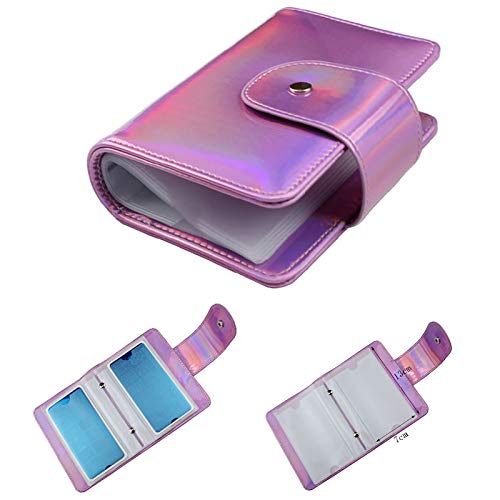 FingerAngel 20Slots Nail Stamping Plate Case Holographic Nail Art Image Holder Rainbow Laser Design Rectangular Nail Art Plate Organize (Pink)