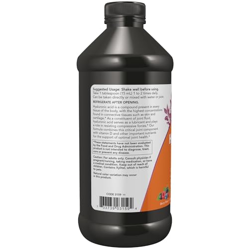 NOW Foods Supplements, Liquid Hyaluronic Acid, Delicious Berry Flavor, 100 mg Per Serving, 16-Ounce