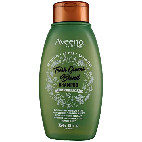 Aveeno Shampoo Fresh Greens Blend Refesh & Thicken 12 Ounce (Pack of 2)