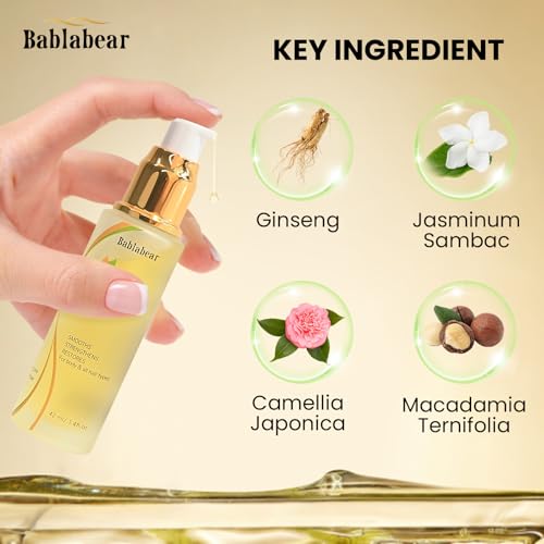 Bablabear Hair Oil for Frizzy Hair,Hydrating Oil Serum to Repairs Damaged,Aceite Para El Cabello Strengthens and Provides Heat Protection |Adds Hair Shine and Smooths Split Ends.