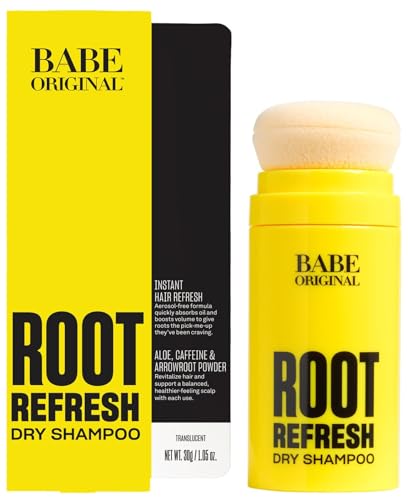 BABE ORIGINAL Root Refresh Dry Shampoo Powder for Clean & Volumized Hair| Instantly Absorb Oil & Odor | Aerosol-Free & Talc-Free | Travel-Friendly | Nourish Scalp with Aloe Vera, Caffeine & Arrowroot