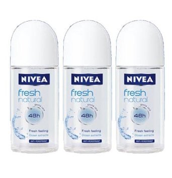 Nivea Unisex Fresh Natural 48 Hours Deodorant Roll On 50 Ml. 3 Pack L, 1 Count