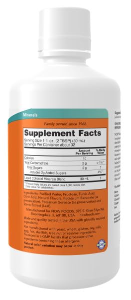 NOW Foods Supplements, Colloidal Minerals Liquid, Plant Derived, Essential Trace Minerals, Raspberry, 32-Ounce
