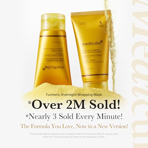 medicube Kojic Acid Turmeric Overnight Wrapping Peel Off Mask - Nourishes dull, uneven skin with hydrolyzed collagen for glowing skin and skin firmnes. Korean skincare, 2.53 fl. oz.