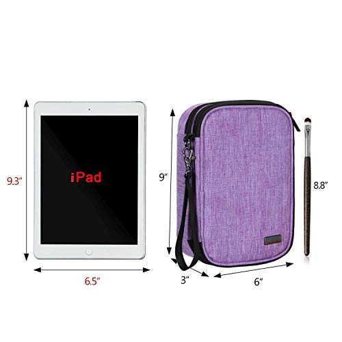 Teamoy Travel Makeup Brush Case(up to 8.8), Professional Makeup Train Organizer Bag with Handle Strap for Makeup Brushes and Makeup Essentials-Medium, Black(No Accessories Included)