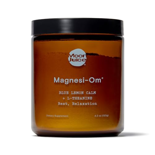 Moon Juice - Magnesi-Om, Blue Lemon - Jar (30 Servings) - Brain Health & Rest - Magnesium Powder - L-Theanine - Regularity - Glass Bottle - 3rd Party Tested - 100% Traceable - Vegan & Non GMO - 4.2oz