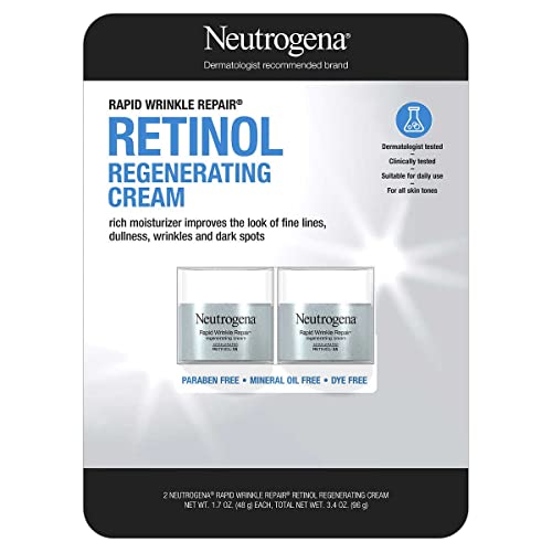 Neutrogena Rapid Wrinkle Repair Retinol Face Moisturizer, Daily Anti-Aging Cream with & Hyaluronic Acid to Fight Fine Lines, Wrinkles, Dark Spots, 1.7 oz (pack of 2) 3.4 Ounce