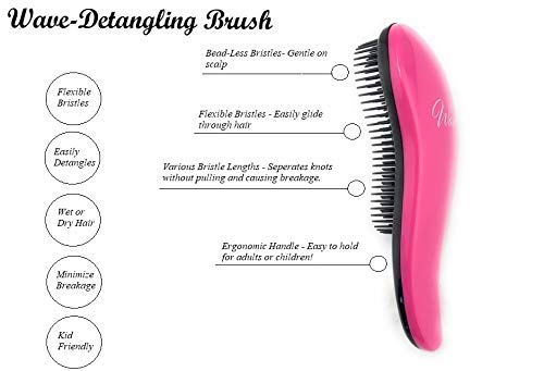 GBS Detangling Brush - Glide Thru Hair With No Pain. The Wave Detangler for Women Men Kids For Curly, Wavy Thick Thin Wet Dry Straight Hair - Pink