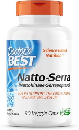 Doctors Best Natto-Serra, Supports Circulatory & Immune Health, Non-GMO, Vegan 90 Veggie Caps