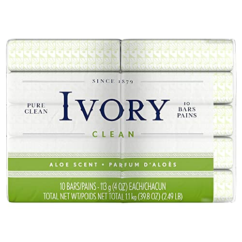 Ivory Bar Soap, Bath Size, Aloe, 10 Count (Pack of 2)