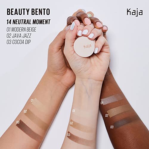 Kaja Beauty Bento Collection - Bouncy Eyeshadow Trio | Neutral Earthy Tones, Travel Size, 14 Neutral Moment, 2019 Allure Best of Beauty Award, 0.03 Oz
