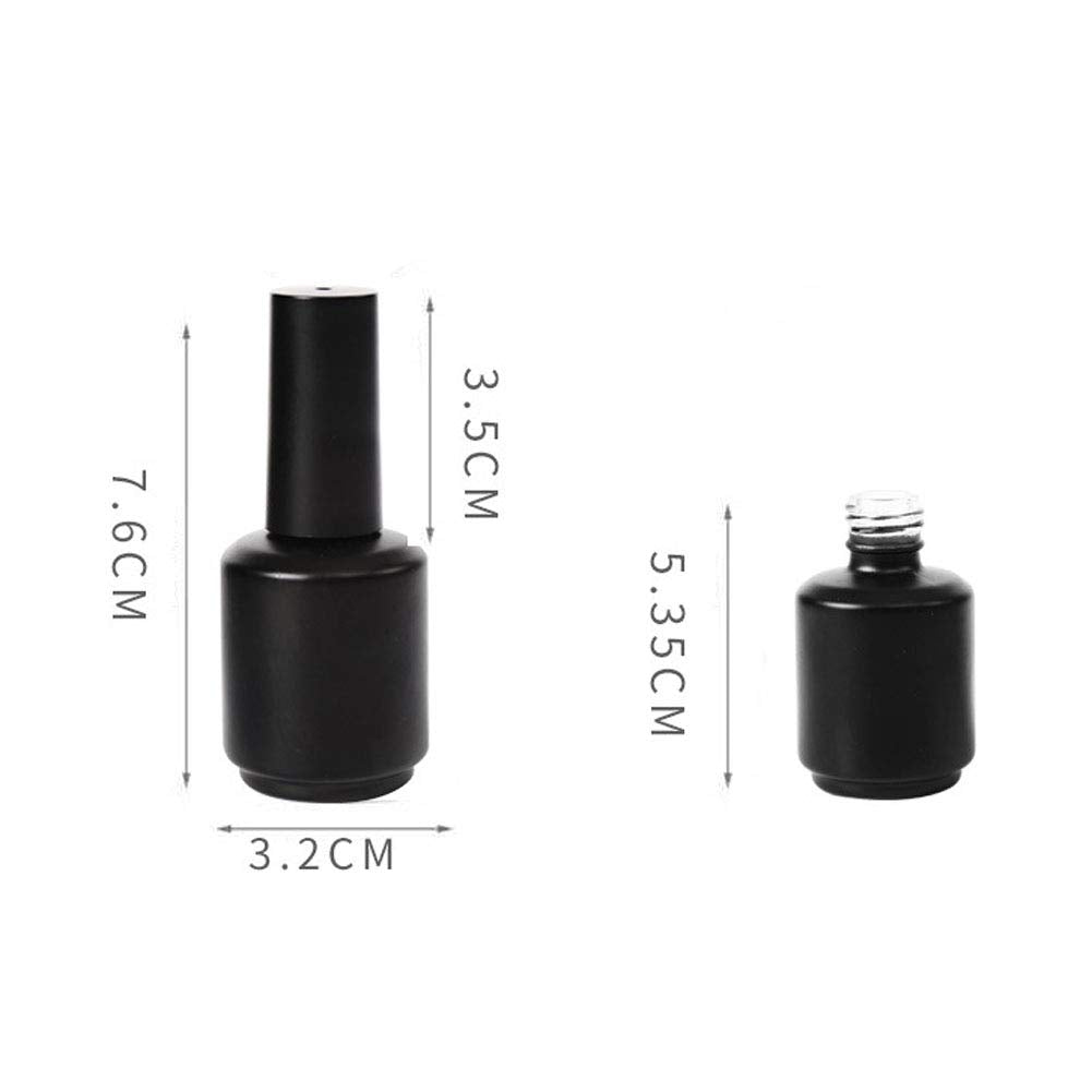Teensery 10 Pcs 15ml Glass Nail Polish Bottles Empty Refillable Nail Polish Bottle Containers with Brush Cap for Nail Art Sample (Black)