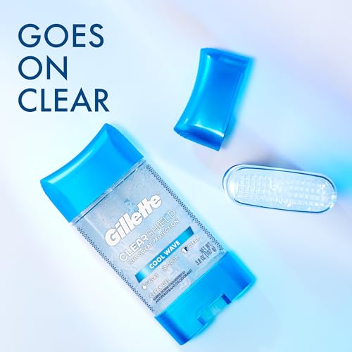 Gillette Antiperspirant and Deodorant for Men, 72hr Sweat & Odor Protection, Long Lasting Freshness, Anti-White Mark Technology, Clear Gel, Cool Wave Scent, 3.8 oz