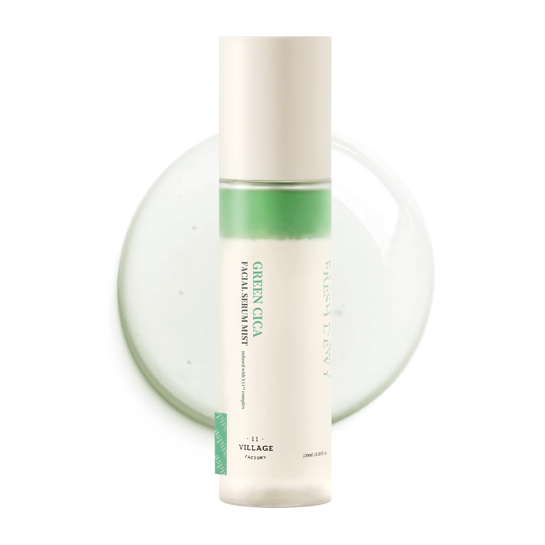 VILLAGE11FACTORY Fresh Dewy Green Cica Facial Serum Mist Korean Face Spray for Deep Hydration Skincare on the Go 3.38 oz